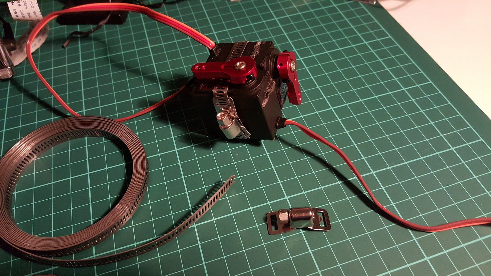 two servos attached using hose clamp 